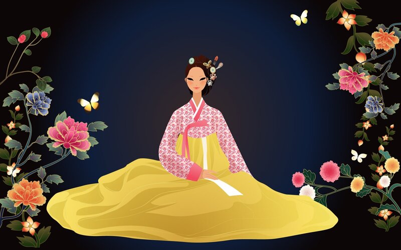 Woman in traditional Korean hanbok