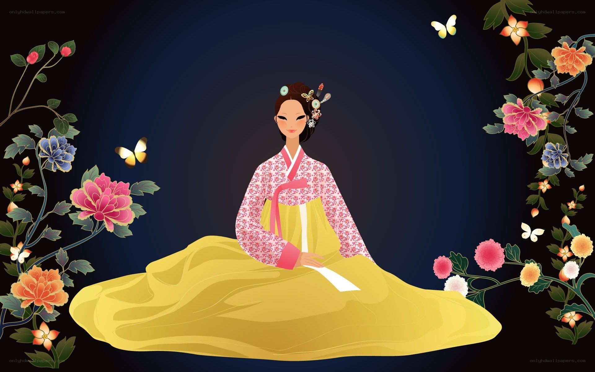 Woman in traditional Korean hanbok