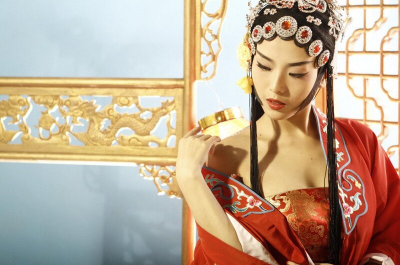 woman in traditional red costume