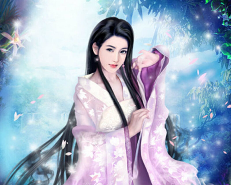 Woman in Traditional Robe — Purple