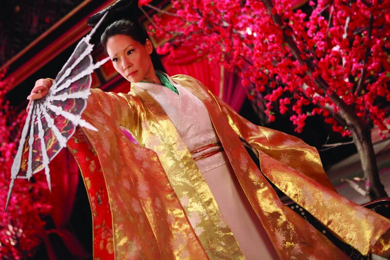 Woman in Traditional Robe — Red, Dramatic