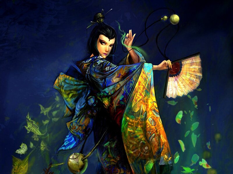 Woman in Traditional Robes — Blue
