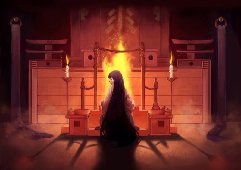 Woman in Traditional Robes — Red, Dramatic