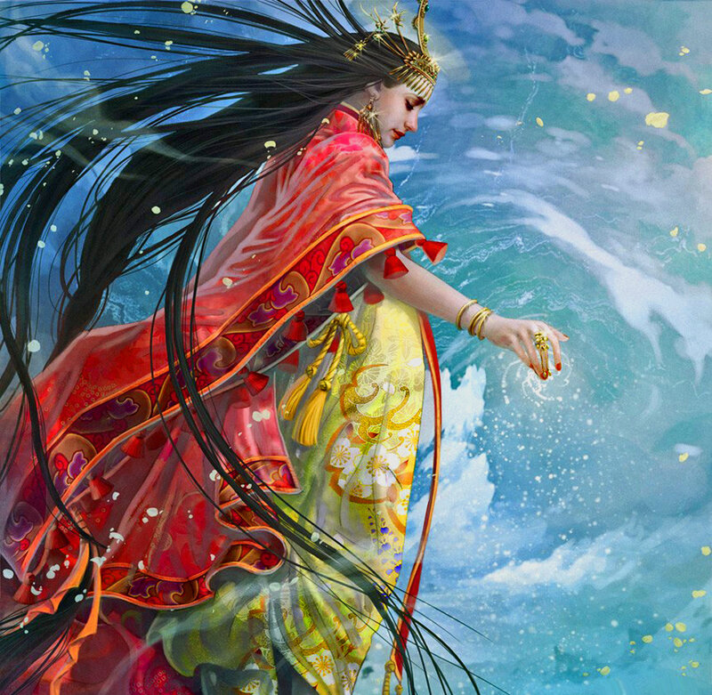 Woman in Traditional Robes — Red