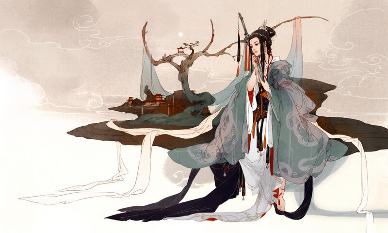 Woman in Traditional Robes — White