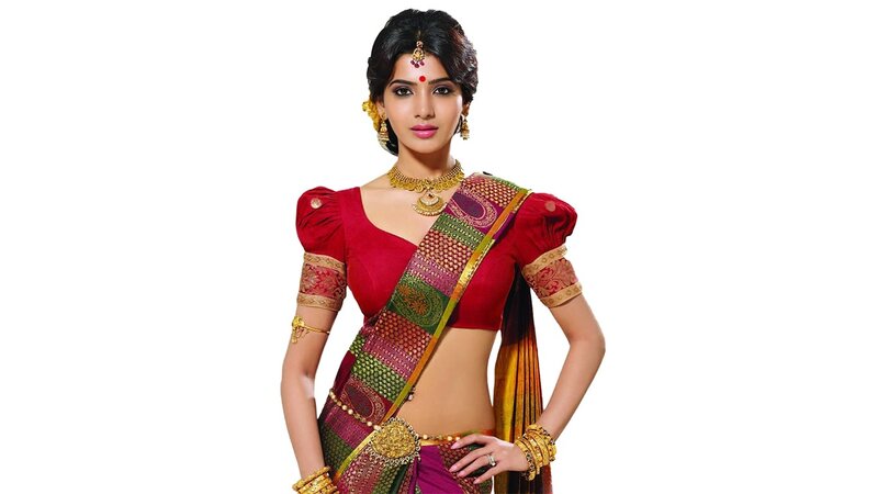 Woman in Traditional Sari — Red, Confident