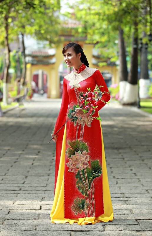 Woman in traditional Vietnamese dress