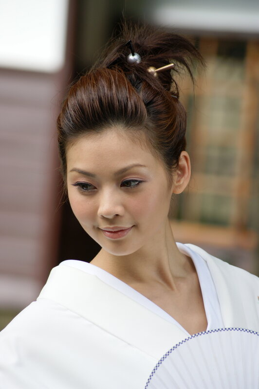 woman in traditional white kimono