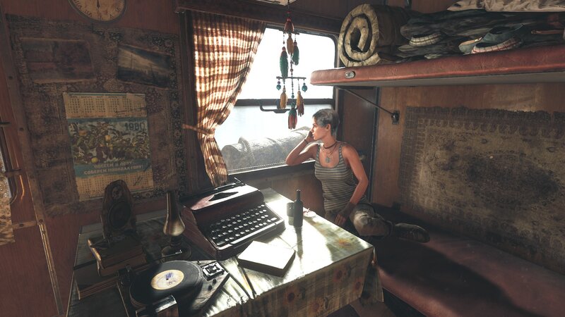 Woman in Train Cabin