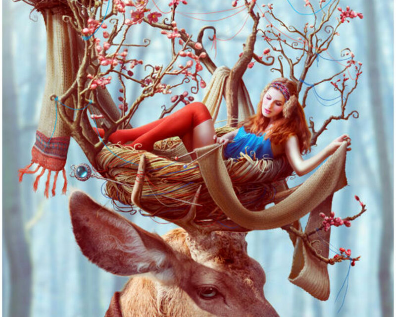 Woman in Tree Nest