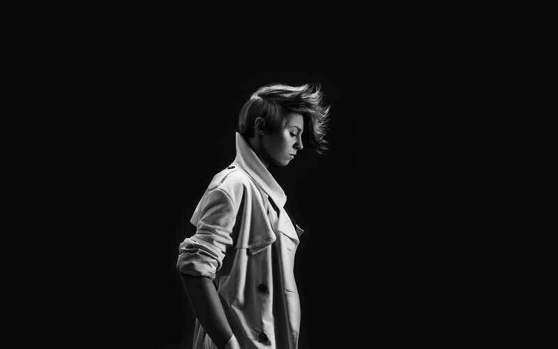 woman in trench coat