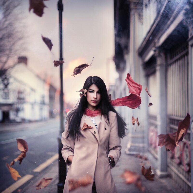 Woman in Trench Coat — Beige, Dramatic, Autumn