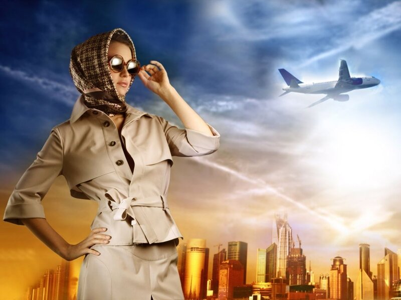 Woman in Trench Coat — Blue, Dramatic, Sunset