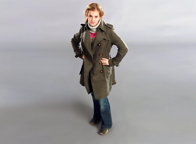 Woman in Trench Coat — Gray, Neutral, Photograph