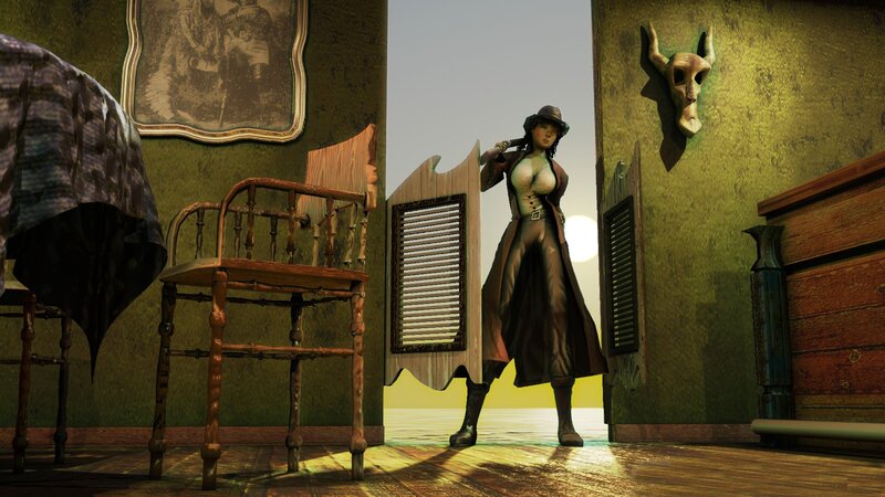 Woman in Trench Coat — Green, Dramatic, Sunset