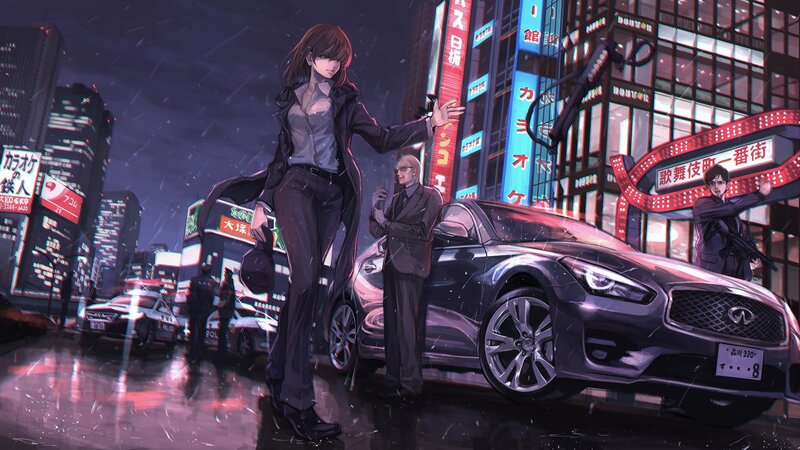 Woman in Trench Coat — Purple, Dramatic
