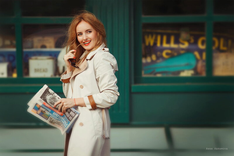 Woman in Trench Coat — White, Confident