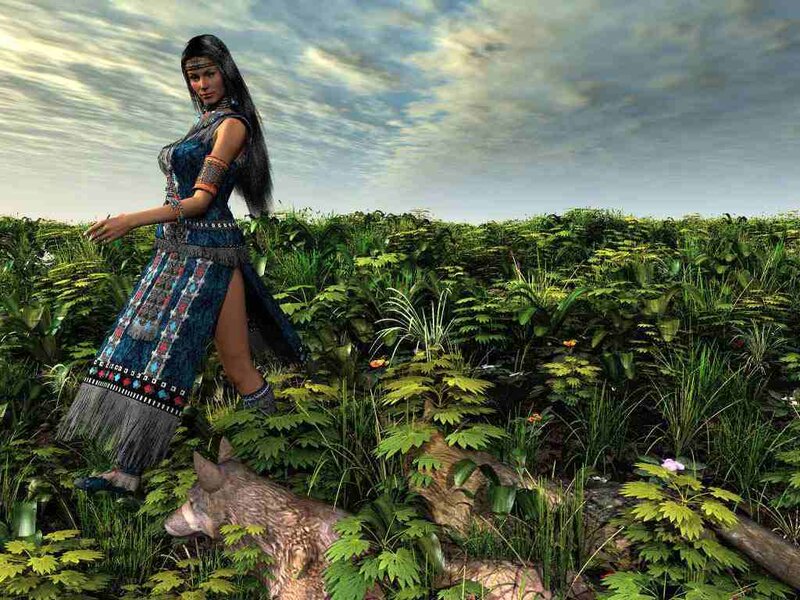 Woman in Tribal Dress — Green