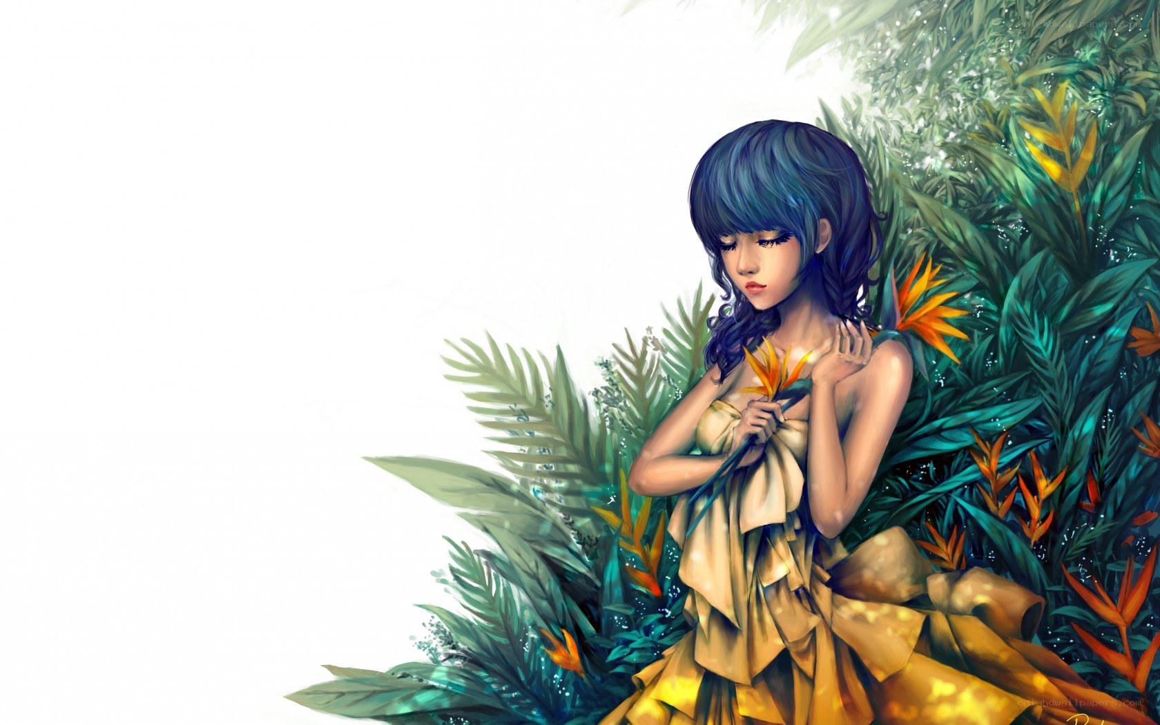 woman in tropical garden