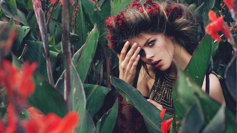 Woman in Tropical Plants — Green