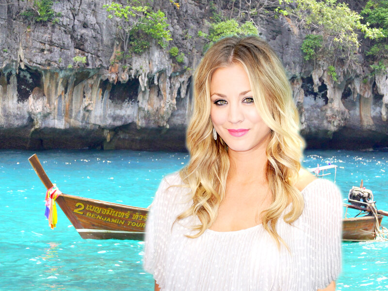 Woman in tropical setting