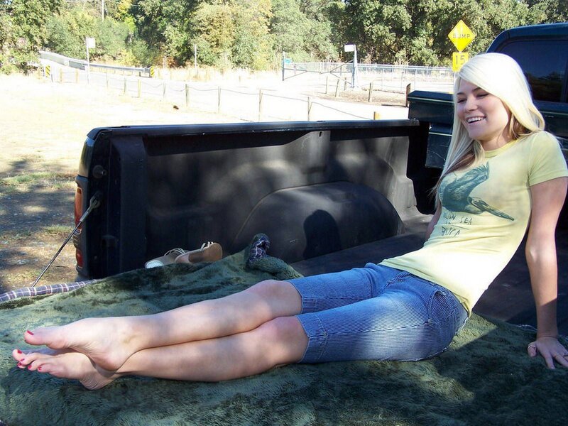 Woman in Truck Bed — Green