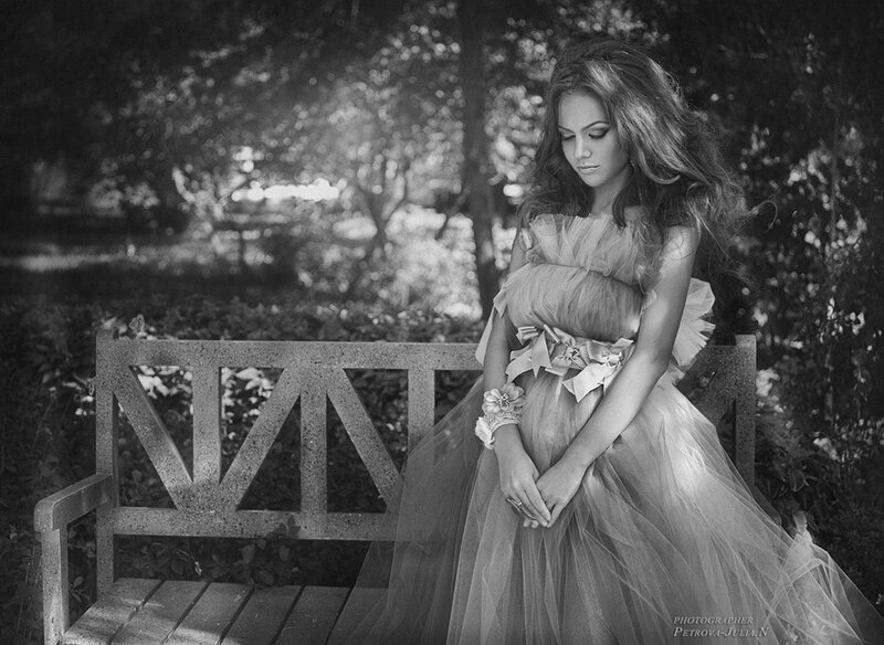 Woman in Tulle Dress — Black, Melancholic