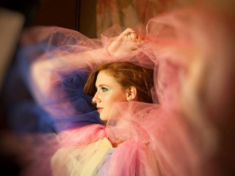 Woman in Tulle Dress — Pink, Dramatic