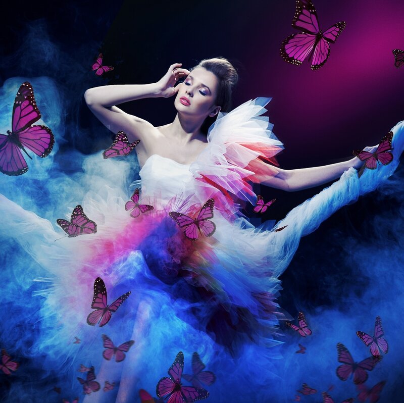 Woman in Tulle Dress — Purple, Dreamy