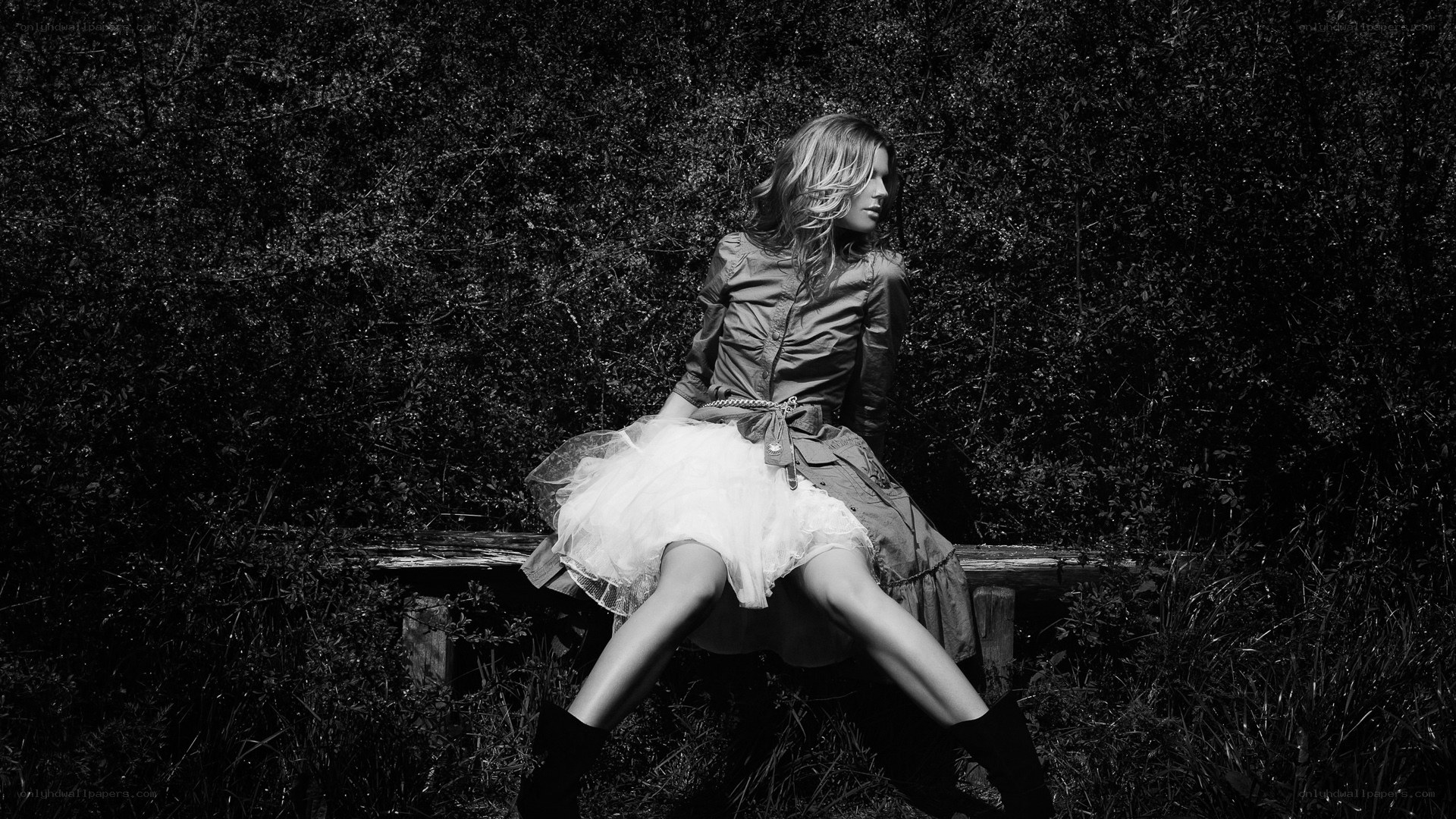 woman in tulle skirt sitting