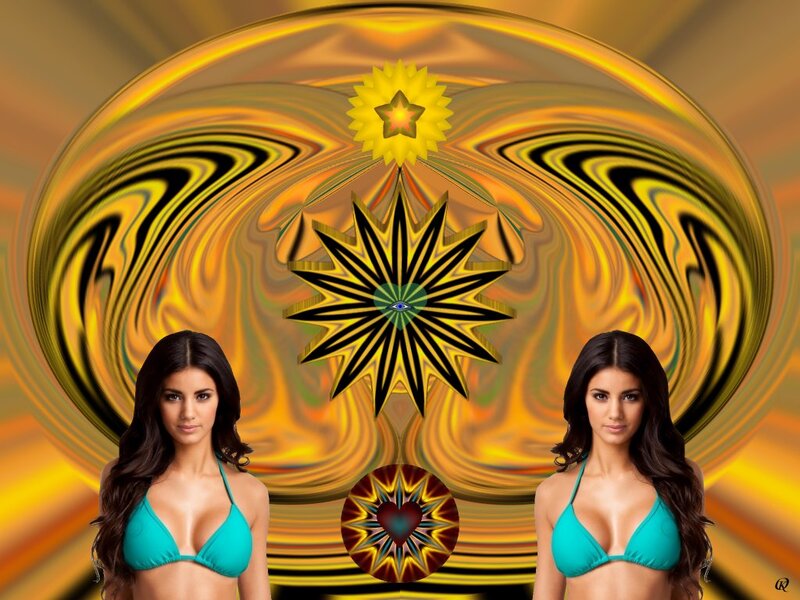Woman in Turquoise Bikini — Yellow