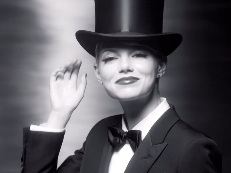 Woman in Tuxedo — Black, Dramatic, Photograph