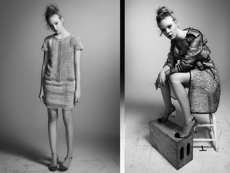 Woman in Tweed Dress