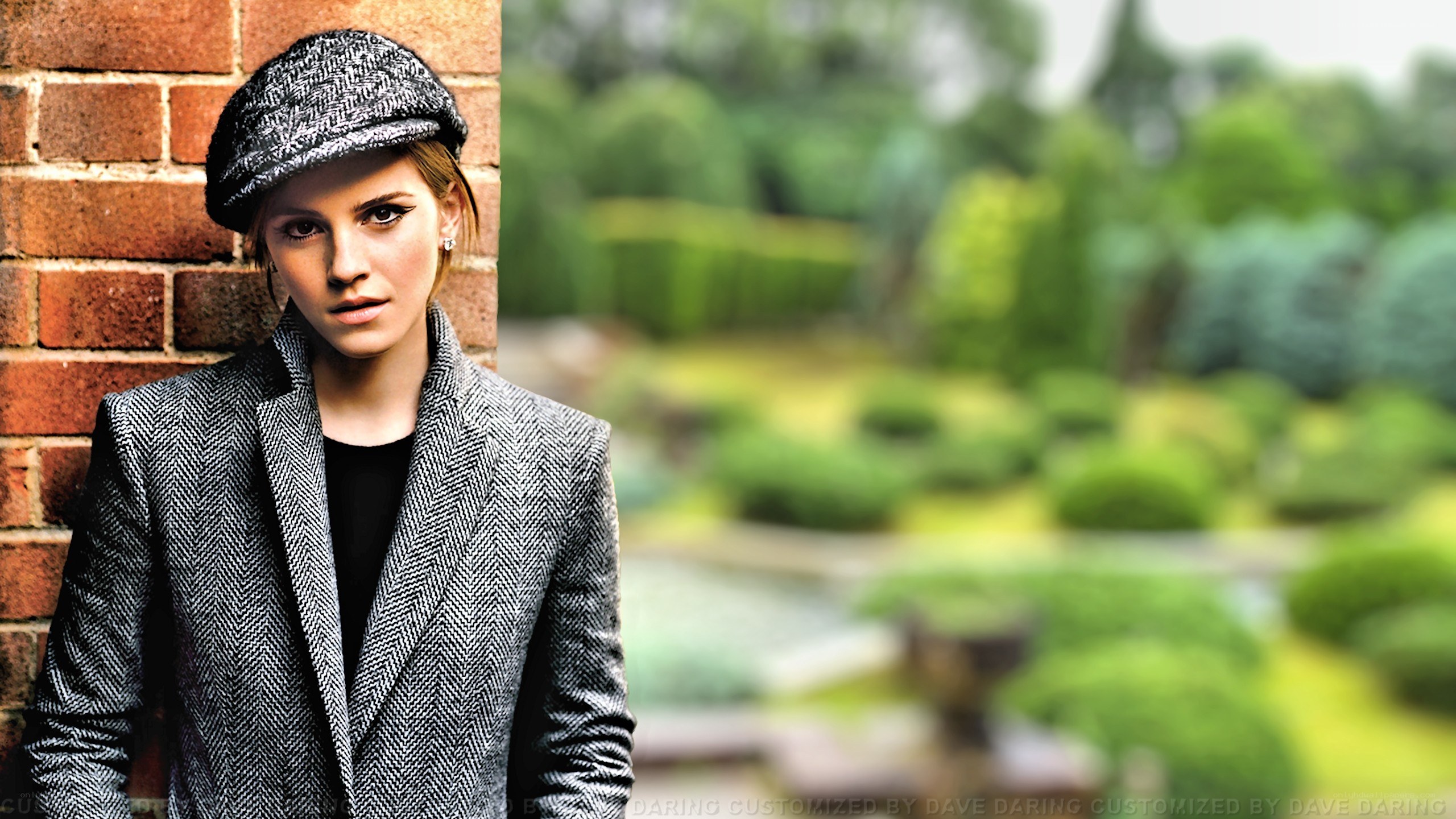 woman in tweed jacket and cap