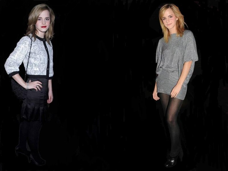Woman in Two Outfits — Black, Neutral