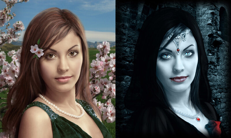 Woman in Two Portraits — Green