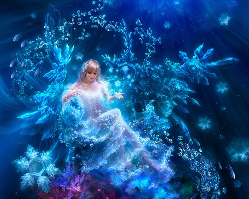 woman in underwater fantasy scene