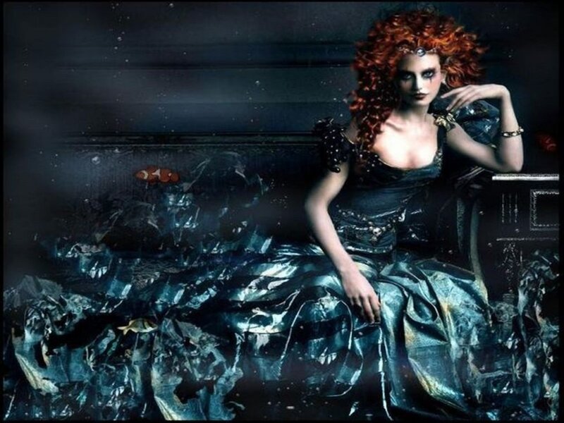 woman in underwater gown