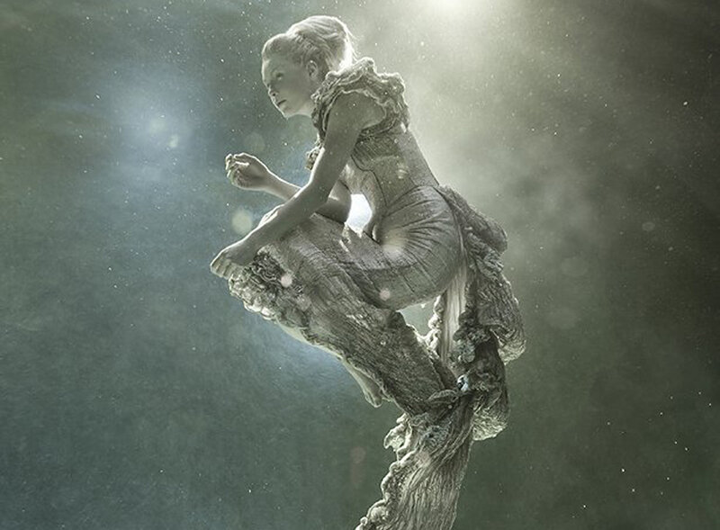 woman in underwater sculpture