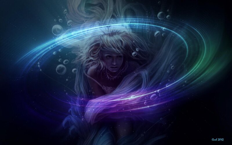 Woman in Underwater Swirl