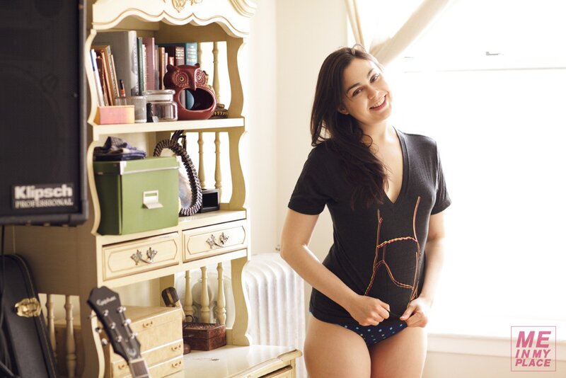woman in underwear at home