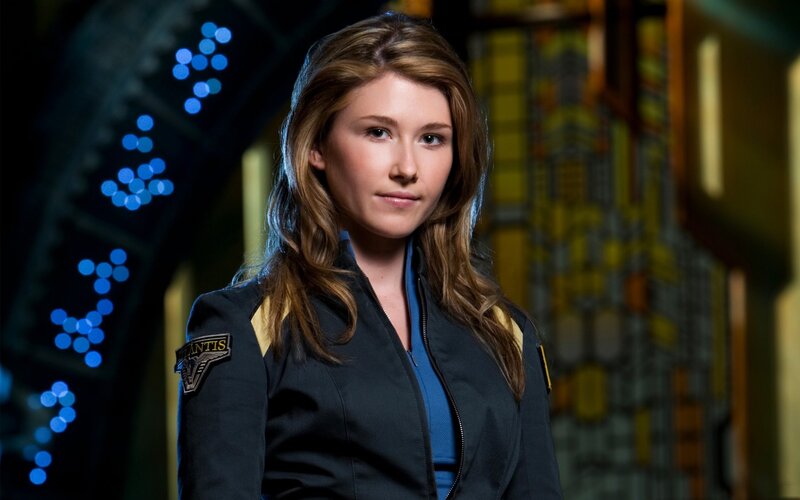 woman in uniform on spaceship