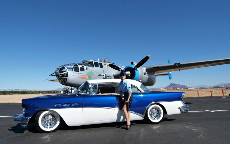 Woman in Uniform with Car — Blue