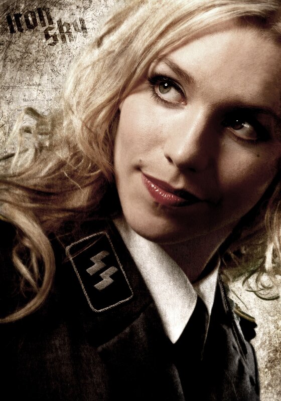 Woman in uniform with Iron Skull logo