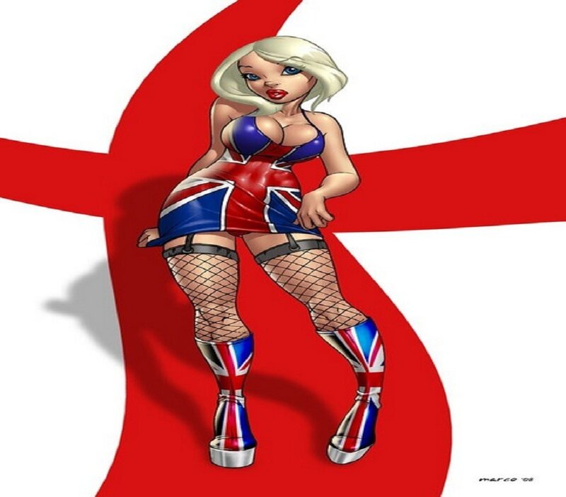 Woman in Union Jack Outfit — Red