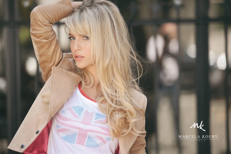woman in union jack t-shirt