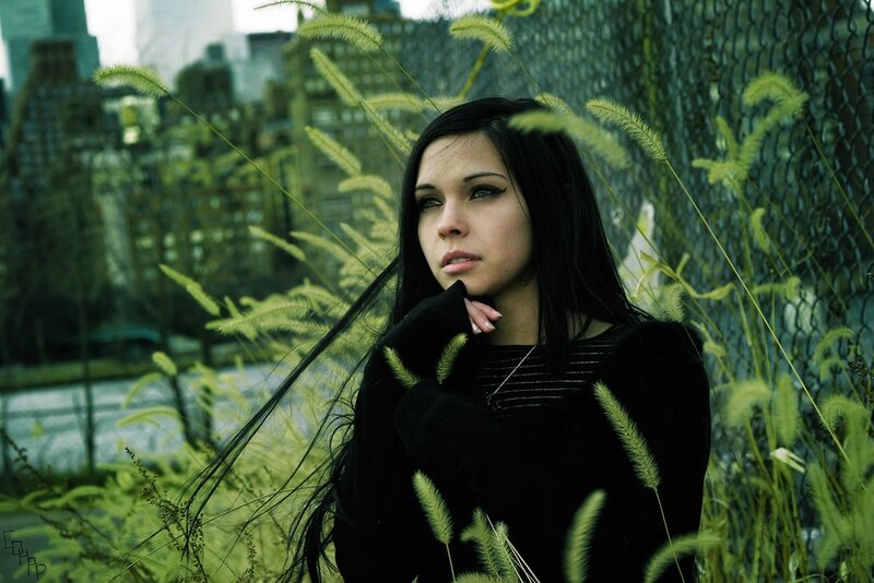 woman in urban garden