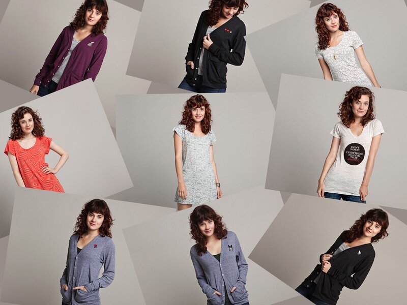 woman in various outfits collage