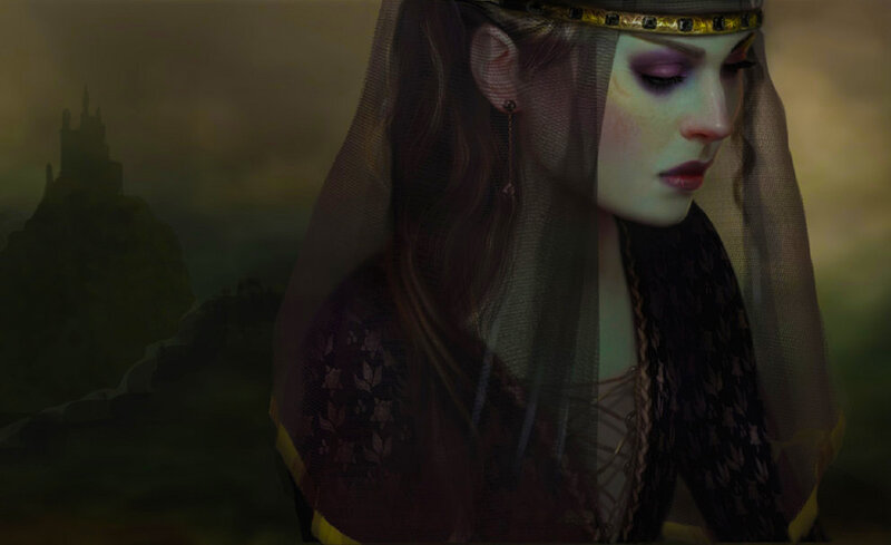 Woman in Veil and Crown — Brown