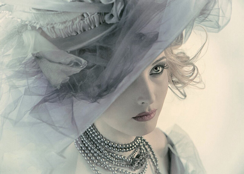 Woman in Veil and Pearls
